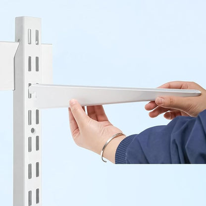 10 Pack Adjustable Shelf Brackets 11.5 Inch, Heavy Duty Wire Shelving Brackets for Double Track System (White)