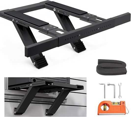 Window AC Support Bracket, No-Drill No-Tool Air Conditioner Support Bracket Adjustable Wall Mount, Heavy Duty Steel Holds Up to 300lbs, Fits Single Or Double Hung Windows, Black