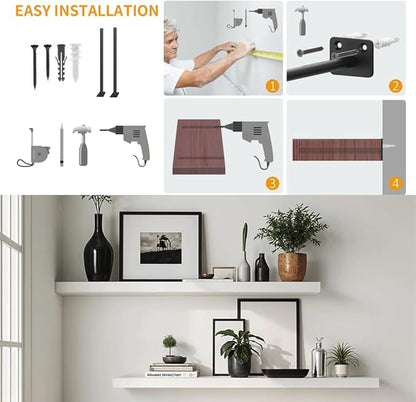 Floating Shelf Brackets, 10 inch Hidden Shelf Brackets Heavy Duty Blind Shelf Support, 200LBS Load Capacity, 6 Pack Floating Shelf Hardware for DIY Wood Wall Floating Shelves