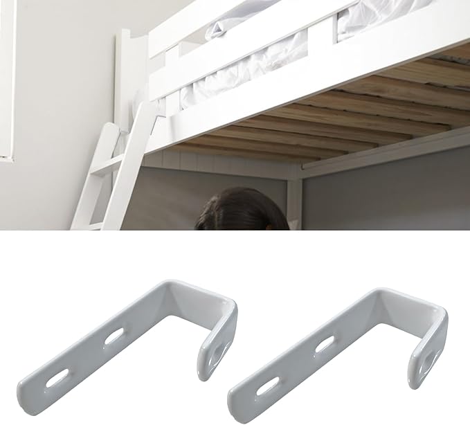 4pcs Iron Bunk Bed Ladder Brackets, PVC Coated Stainless Steel Angled Ladder Hooks Heavy Duty Hardware Utility Hook Loft Bed Hanger (White)
