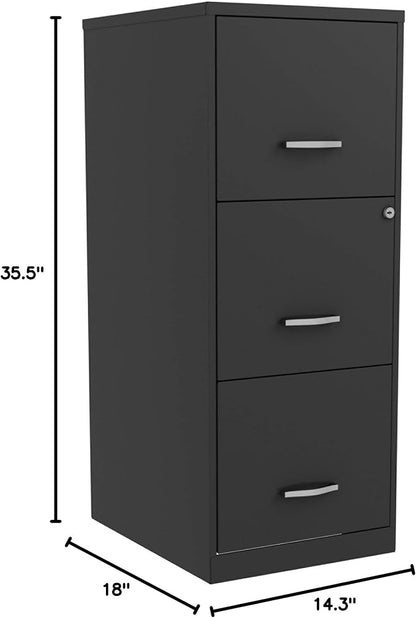 Lorell NuSparc 3 Drawer Locking Filing Cabinet | Pre-Assembled Steel Construction | Space-Saving Design is Perfect for Home and Small Office | Letter-Size | Assembled in North America