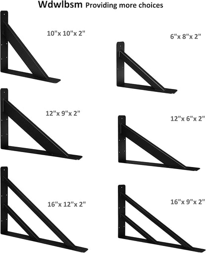 2Pcs Shelf Bracket Countertop Support Brackets 16 Inch Heavy Duty Floating Shelf Bracket Corbels for Countertops, Fireplace Metal Brackets for Shelves Tops Cabinetry Work Bench