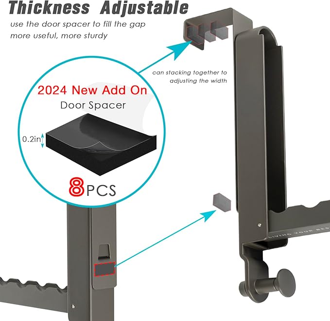 Over The Door Drying Rack for Clothes - 2 Brackets for Different Door Thickness - All Metal Fold Away Clothes Rails (Space Grey)