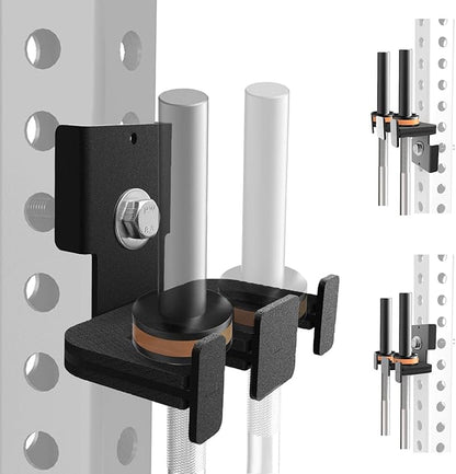 Barbell Holder for 2x2 & 3x3 Power Racks, No Drilling Required – Heavy-Duty Steel Barbell Storage Rack with Protective Padding, Fits 5/8''-1'' Holes – Secure & Space-Saving Gym Equipment Organizer