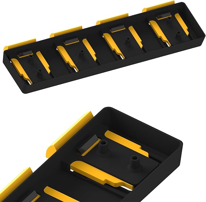 Battery Rack Compatible with DeWalt 20V Battery Holder, Mount 4 Slot Bulk Battery Garage Tool, Tools for Dewallt 20v , Wall Display Hook Holder (Black-4pc)