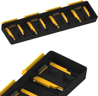 Battery Rack Compatible with DeWalt 20V Battery Holder, Mount 4 Slot Bulk Battery Garage Tool, Tools for Dewallt 20v , Wall Display Hook Holder (Black-4pc)