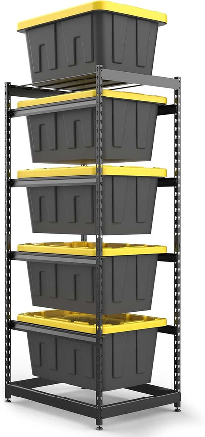 27 Gallon Tote Storage Rack, Heavy-Duty Storage Bin Rack Organizer, 5-Tier Standing Storage Bin Shelves, 250 lb Capacity, Maximize Space for Garage, Warehouse, Utility