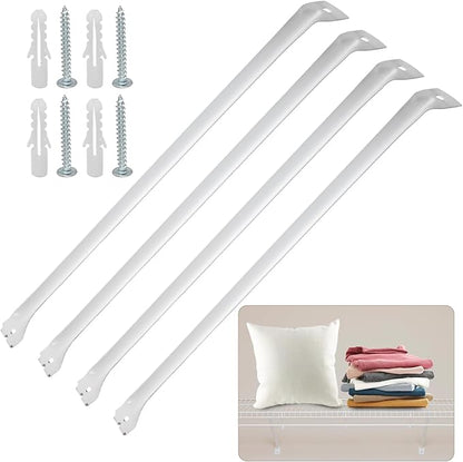 Uenhoy 4 Pack White 12 Inch Support Brackets for Wire Shelving, Wire Shelf Brackets Closet Shelf Bracket for Wardrobe Closet Support, with Anchors and Screws