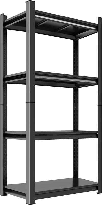 40''W/63''H Garage Shelving Storage 4 Tier Adjustable Organizer Shelves for Garage Storage Large Utility Shelf Deep Shelves for Warehouse Bedroom Shop, Black, 40" W X 16" L X 63" H