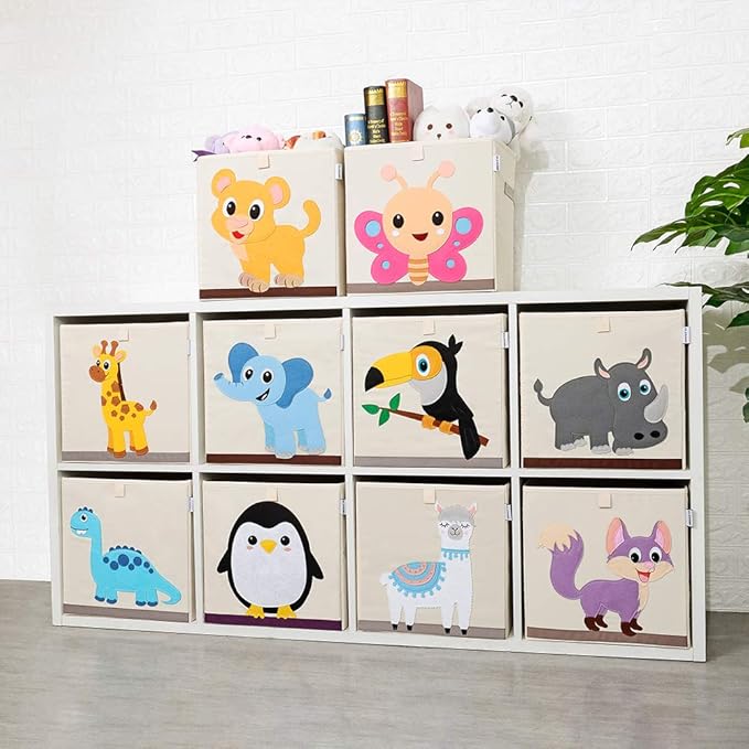 CLCROBD Foldable Animal Cube Storage Bins Fabric Toy Box/Chest/Organizer for Kids Nursery, 13 inch (Elephant)