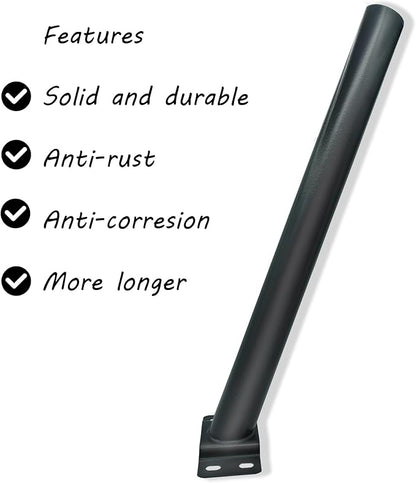 Light Pole Mount,20 Inch Length Solar Pole Mounting Bracket Extension Kit Wall Flag Black Metal Pipes Barn Light Fixture Antenna Adapter Outdoor Arm for LED Street Light (20 inches Black)