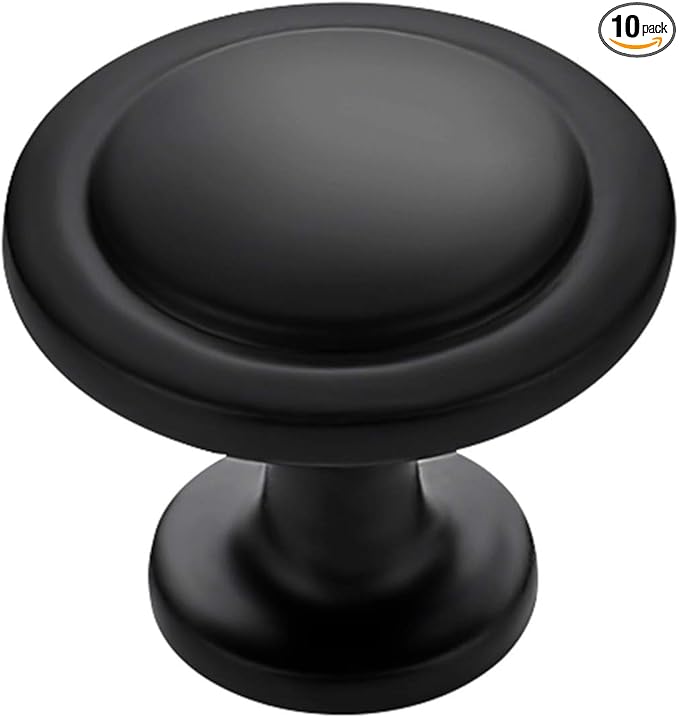 Ravinte 10 Pack 1-1/4 Inch Kitchen Cabinet Knobs Matte Black Zinc Pulls Door Handles for Dresser Drawers