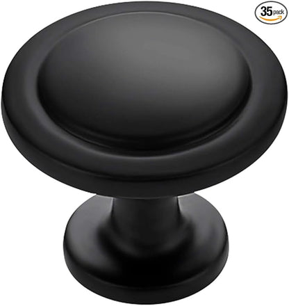 Ravinte 35 Pack 1-1/4 Inch Kitchen Cabinet Knobs Matte Black Zinc Pulls Door Handles for Dresser Drawers