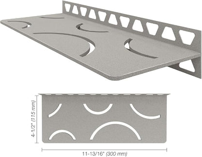 Schluter Rectangular Shelf for Tiled Walls - 4mm Thick, Curve Design, Aluminum Material, Stone Grey Finish - SWS1D6TSSG