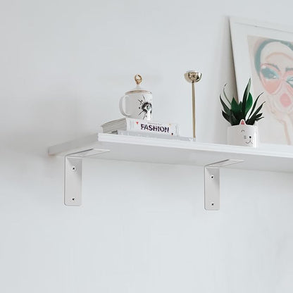 L Floating Shelf Brackets,8 Pack Heavy Duty L Brackets for Shelves, L 5" X H 4" White Metal Countertop Support Brackets,Wall Mounting for Wood