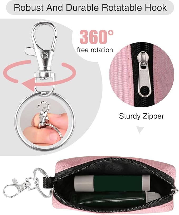 Chapstick Holder Lip Balm Sleeve Pouch Lipstick Holder Bag Lip Gloss Holder With Hook Stocking Stuffers Gift for Women (2pcs)