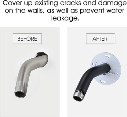 Matte Black Shower Arm Flange, Metal Shower Arm Stabilizer Bracket and Flange Cover Plate