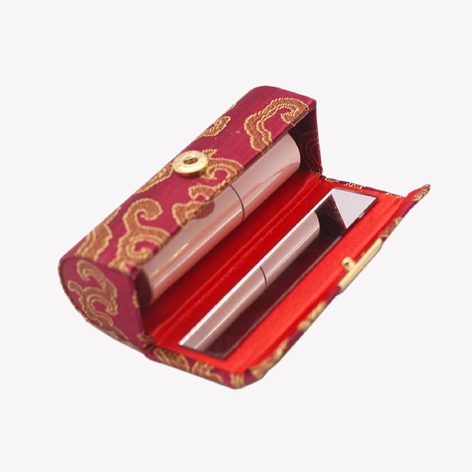 MIAO JIN 6PCS Lipstick Case with Mirror Bulk, Small Lipstick Holder for Purse, Storage Box Mini Floral Jewelry Cosmetic Case (Random Color)