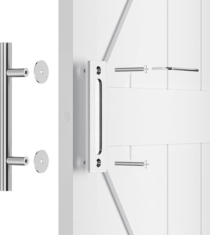 SMARTSTANDARD 12" Barn Door Handles,Sliding Barn Door Pull Handle Stainless Steel,Heavy Duty Large Rustic Two-Side Design for Gates Garages Sheds Furniture Round