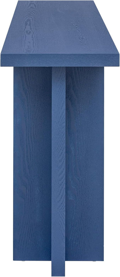 60-Inch Long Vintage-Inspired ConsoleTable with T-Leg Design, 2-Tier Entryway Table Sofa Table with Storage for Study, Entryway, Hallway, Living Room (Navy Blue-V19)