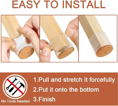 24 Pcs Chair Leg Floor Protectors for Hardwood Floors Silicone Covers Felt Pads Furniture Leg Caps Anti-Scratch Reduce Noise Fit (1-5/16" to 2")
