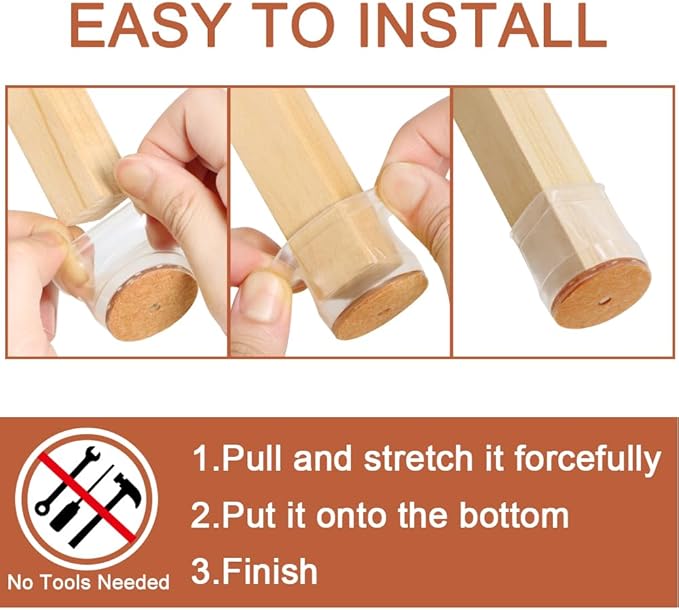 24 Pcs Chair Leg Floor Protectors for Hardwood Floors Silicone Covers Felt Pads Furniture Leg Caps Anti-Scratch Reduce Noise Fit (15/16" to 1-5/16")