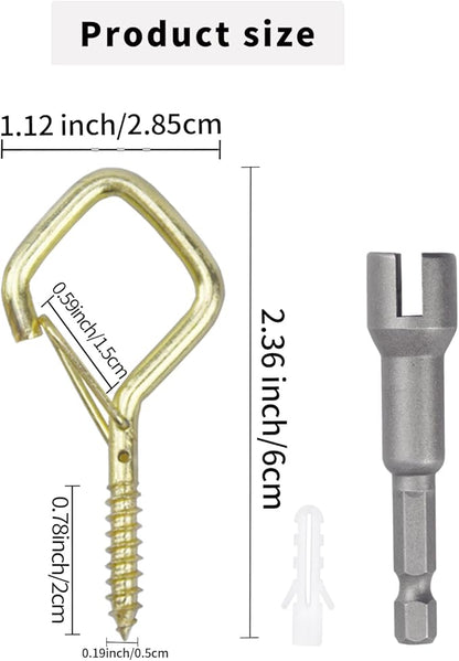 50 PCS Gold Eye Screw Hooks for Hanging Heavy Duty with Safety Buckle.Metal Ceiling Hooks for Hanging Plants Cup Wind Chime Bird Feeders Patio Lights at Indoor&Outdoor