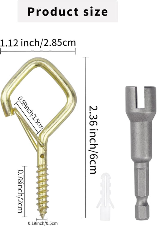 50 PCS Gold Eye Screw Hooks for Hanging Heavy Duty with Safety Buckle.Metal Ceiling Hooks for Hanging Plants Cup Wind Chime Bird Feeders Patio Lights at Indoor&Outdoor