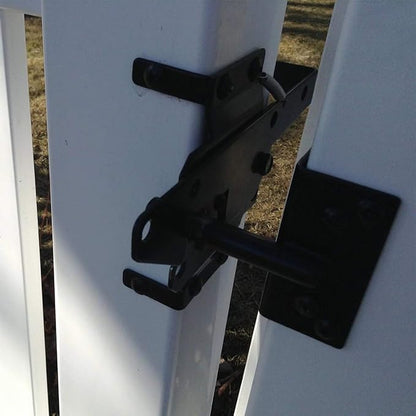 Self-Locking Gate Latch Heavy Duty Post Mount Automatic Gravity Lever Wood/PVC Fence Gate Lock with Fasteners Hardware,for Secure Pool |Yard | Garden, Steel,Black
