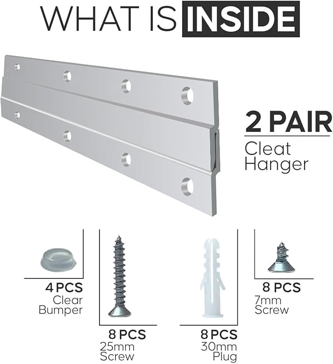 Versatile 12 inch 2 Pairs French Cleat Hanger Heavy Duty - Mirror Mounting Hardware - Aluminium French Cleat Picture Hanger Bracket - Hang with Confidence Using French Cleat (Supports Upto 80 lbs)