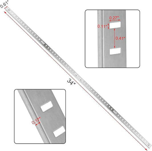 Bueyfolt 34 Inch 10Pcs Pilaster Shelf Brackets, Adjustable Mortise Mount Shelf Rails with Screws for Wall Shelving System