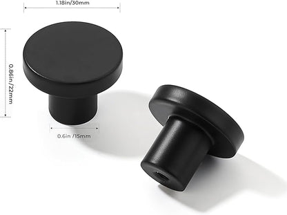 khtumeware 30 Pack Cabinet Knobs Black Kitchen Cabinet Knobs Round Dresser Drawer Knobs Matte Black Drawer Pulls Closet Door Knobs 1-1/5 Inch