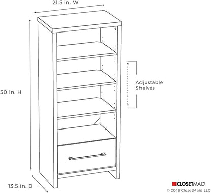ClosetMaid 1661 Media Storage Tower Bookcase with Drawer Black Walnut