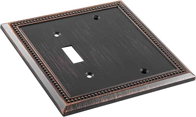 Henne Bery Sunken Pearls Heavy Duty Decorative Wall Plate Switch Plate Outlet Cover (Blank/Toggle, Aged Bronze)