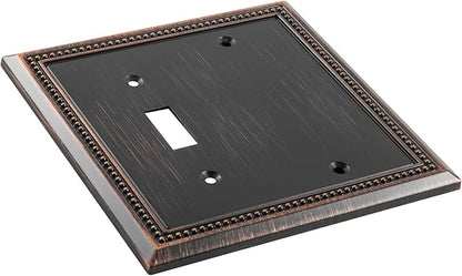 Henne Bery Sunken Pearls Heavy Duty Decorative Wall Plate Switch Plate Outlet Cover (Blank/Toggle, Aged Bronze)