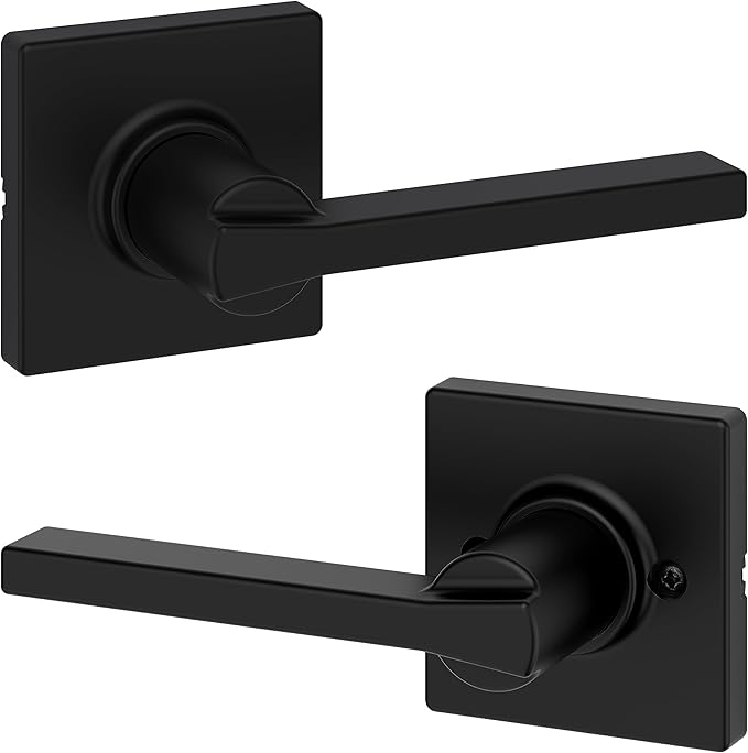 Kwikset Casey Hallway Passage and Bed/Bath Privacy Door Handle 10 Pack, 5 Passage Levers and 5 Privacy Levers, Matte Black Reversible Interior Handles, with Microban