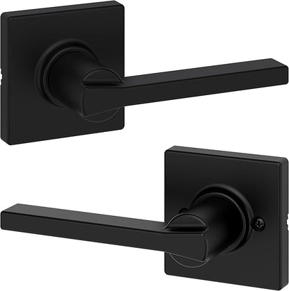 Kwikset Casey Hallway Passage and Bed/Bath Privacy Door Handle 10 Pack, 5 Passage Levers and 5 Privacy Levers, Matte Black Reversible Interior Handles, with Microban
