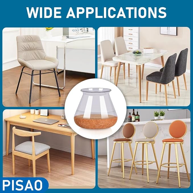 24 Pcs Furniture Leg Floor Protectors PISAO, Silicone Table and Chair Leg Protectors Caps Covers for Hardwood Floors, Furniture Pads Sliders with Wrapped Felt Bottom Extra Large 1.61"-2"(40.1mm-50mm)
