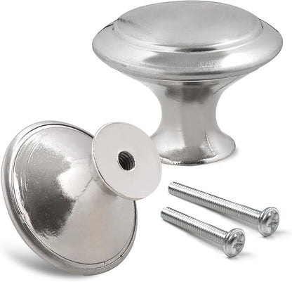 Romeda 30mm Silver Cabinet Knobs - 18 Pieces Drawer Pulls for Dressers, Kitchen, Cabinets With Screw