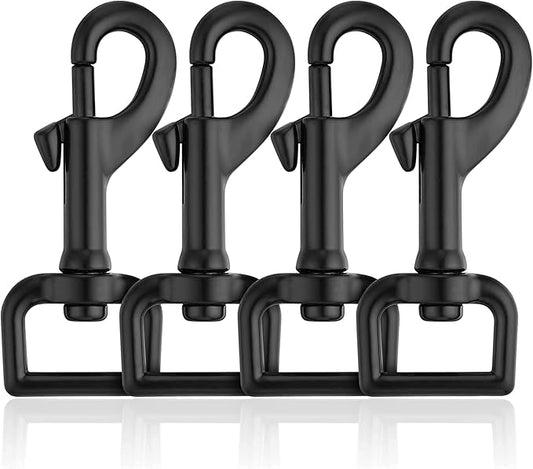 Swivel Eye Bolt Snap Hooks - Black Heavy Duty Dog Leash Clips & Clasp - 3/4" 4pcs
