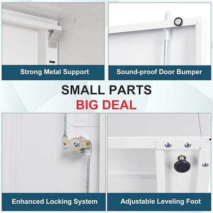 MIIIKO Lockable Storage Cabinet, Small Metal Garage Cabinet with Doors and Shelves, 35.4" Height Base Locker Cabinets 2 Doors