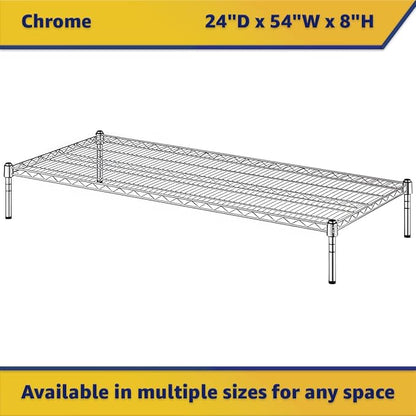 24" x 54" x 8" Chrome Wire Storage Shelf, Dunnage Rack, Commercial 1 Tier Small Shelf