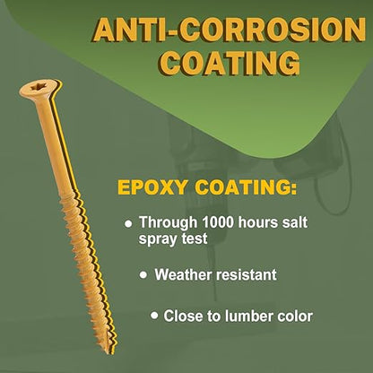 LIONMAX Deck Screws #14 x 7 Inch, 100 PCS, Long Wood Screw, Rust Resistant, Exterior Epoxy Coated for Outdoor Decking, Torx/Star Drive Head, T30 Star Bit Included