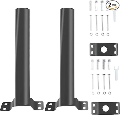 2 Pack Light Pole Mount,Solar Pole Mounting Bracket Extension Kit Wall Flag Black Metal Pipes Barn Lights Fixture Adaptor Outdoor Arm for Led Street Light,Wall Mounted Tire,Barn Lamp,Post Tree Fence