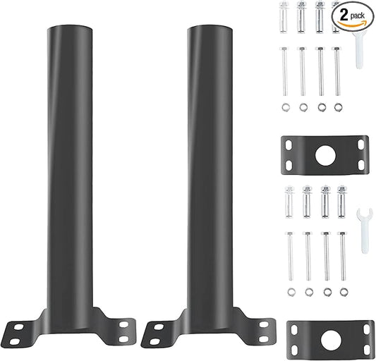 2 Pack Light Pole Mount,Solar Pole Mounting Bracket Extension Kit Wall Flag Black Metal Pipes Barn Lights Fixture Adaptor Outdoor Arm for Led Street Light,Wall Mounted Tire,Barn Lamp,Post Tree Fence
