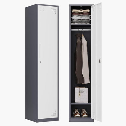 Letaya Metal Storage Locker,71" Tall Steel Storage Cabinet with Lockable Door for School Office Gym Home Employees Staff (1 Door -White)