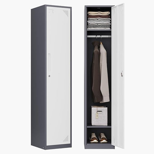 Letaya Metal Storage Locker,71" Tall Steel Storage Cabinet with Lockable Door for School Office Gym Home Employees Staff (1 Door -White)