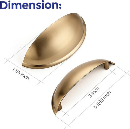 Ravinte 3 Pack 3" Drawer Pulls Champagne Bronze Cabinet Cup Pulls Kitchen Hardware Cabinet Handles Drawer Handles Knobs 3 inch Hole Center