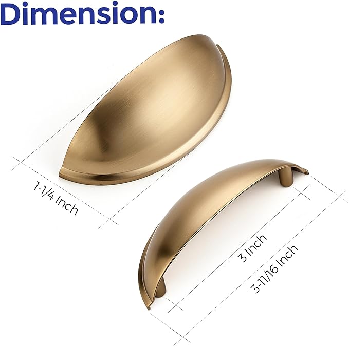 Ravinte 5 Pack 3" Drawer Pulls Champagne Bronze Cabinet Cup Pulls Kitchen Hardware Cabinet Handles Drawer Handles Knobs 3 inch Hole Center