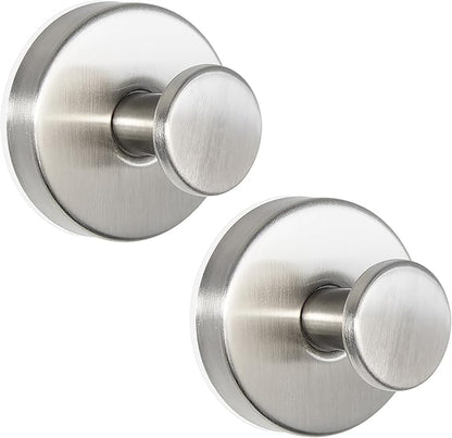 ZESLMG Nickel Suction Cup Hooks for Glass Window, Silver Shower Hook for Inside Shower, Removable Towel Hooks for Bathroom Kitchen Wall Glass Door, Wreaths Loofah Suction Hook for Hanging, 2 Pack
